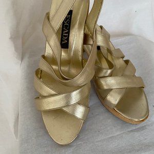 ESCADA Gold Leather Platform sandals.  Size 7